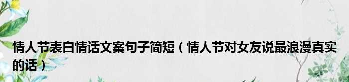 情人节表白（以情人节为契机）